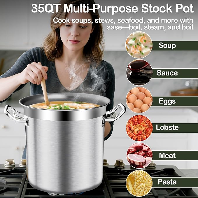 Large Stock Pot-35QT Stainless Steel Stockpot - Image 4