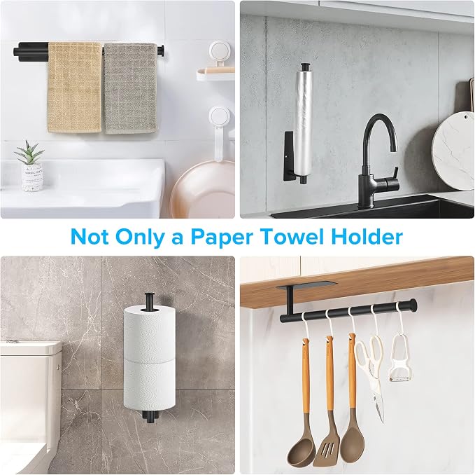 2nd Gen Paper Towel Holder Under Cabinet No Drilling, Self Adhesive or Drilling - Image 7