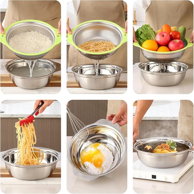 Colander Stainless Steel Microporous, 4QT Large Capacity Rice Strainer - Image 7