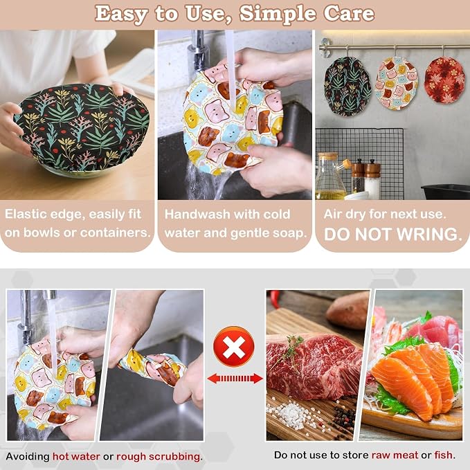 5-Size Reusable Beeswax Bowl Covers - Image 6