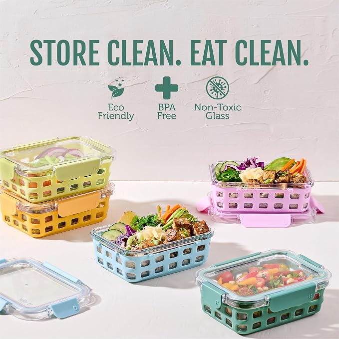Ello Duraglass 3.4 Cup Meal Prep Sets 10Pc, 5 Pack Set- Glass Food Storage - Image 2