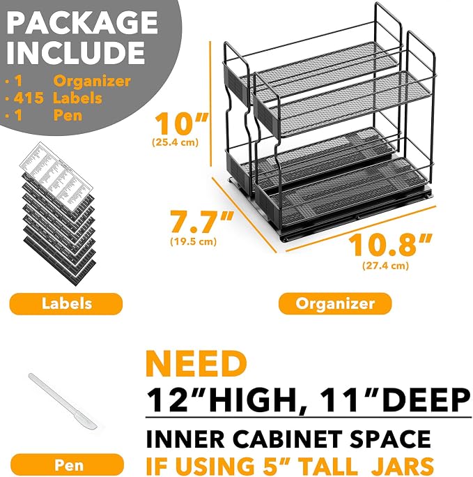SpaceAid Pull Out Spice Rack Organizer - Image 6