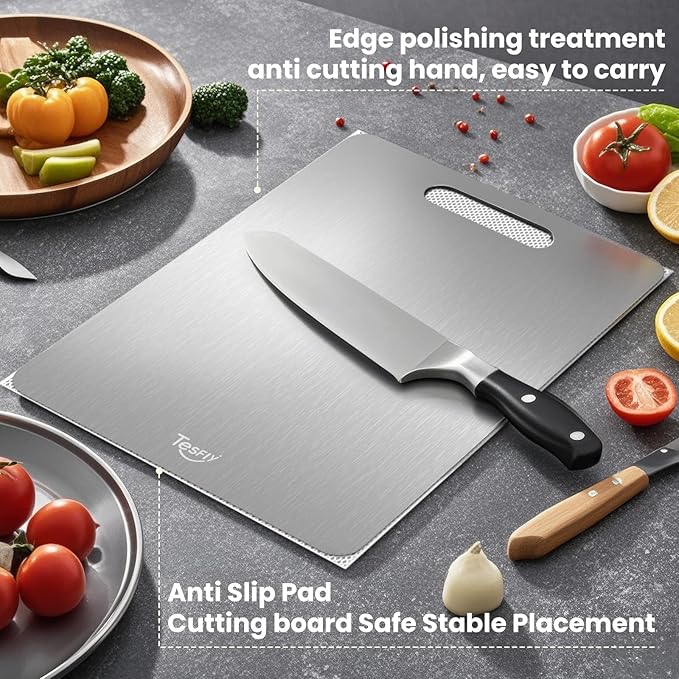 2 Pack Titanium Cutting Board, -100% Pure Titanium Cutting Boards - Image 5