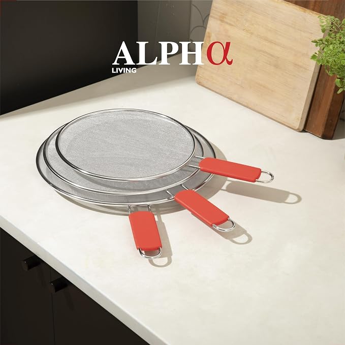 Alpha Living 60134ST Set of 3 Splatter Screens – 13", and 9.5" Stainless Steel - Image 3