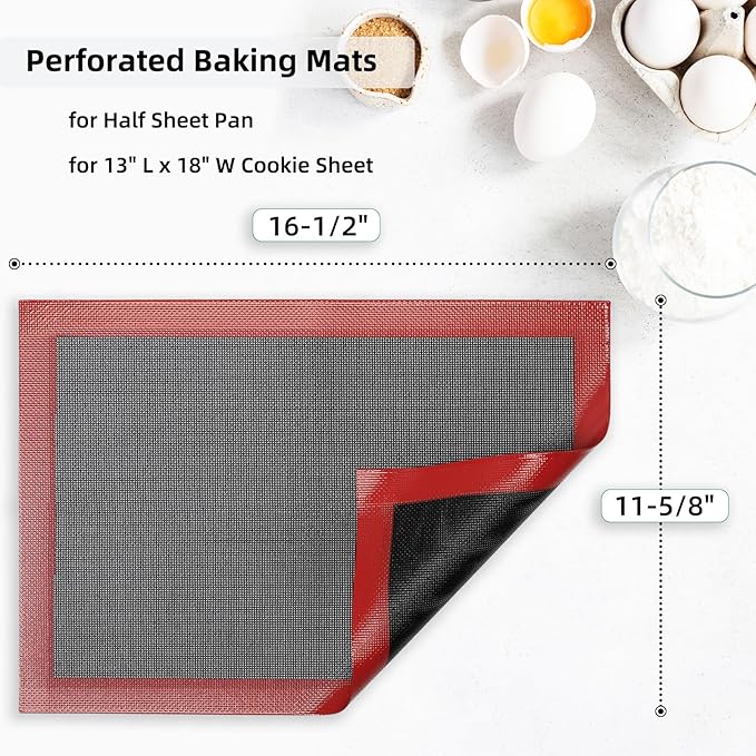 Silicone Baking Mat with Microperforated, Reusable Air Mesh Silicone Mat - Image 2