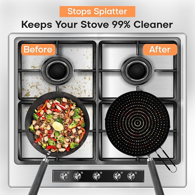 Splatter Screen for Frying Pan | USA Brand | 13-Inch Black, Fit Pans Silicone - Image 2