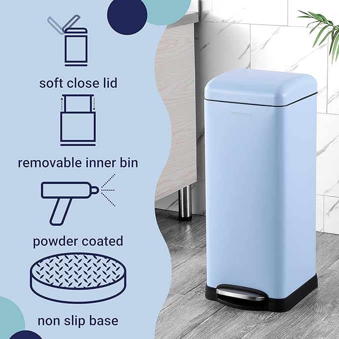 happimess HPM1007I Betty Retro 8-Gallon Step-Open Trash Can, Fingerprint - Image 3