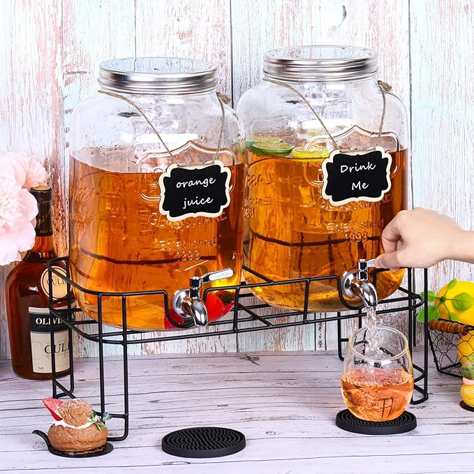 TURSTIN 2 Pcs 2 Gallon Glass Beverage Drink Dispenser - Image 5