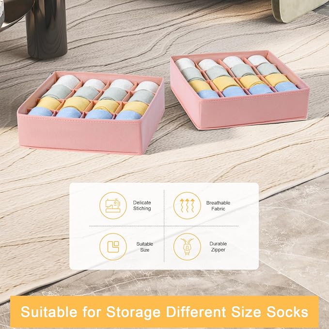 Joyoldelf Sock Drawer Organizer Divider, 16-Cell Underwear Organizers and - Image 6