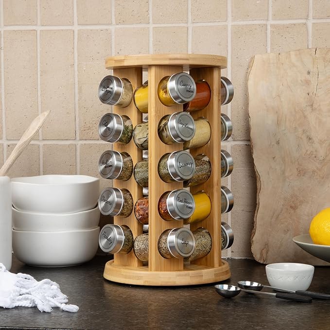 Orii 20 Jar Rotating Bamboo Spice Rack - Image 5