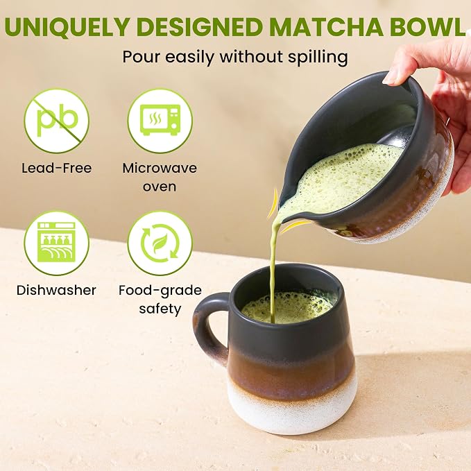Matcha Whisk Set, Ceramic Matcha Kit Desert Style, Matcha Whisk and Bowl - Image 2