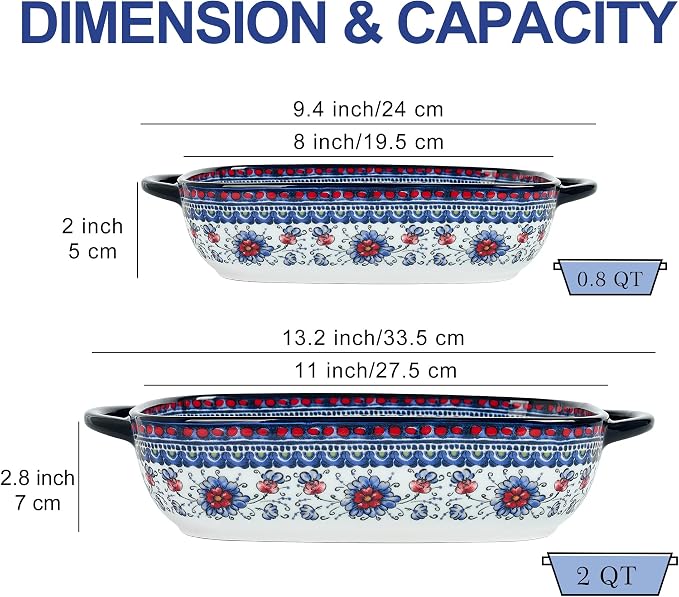 Ceramic Casserole Dishes for Oven, Hand-painted Polish Pottery Baking Dish Set - Image 4