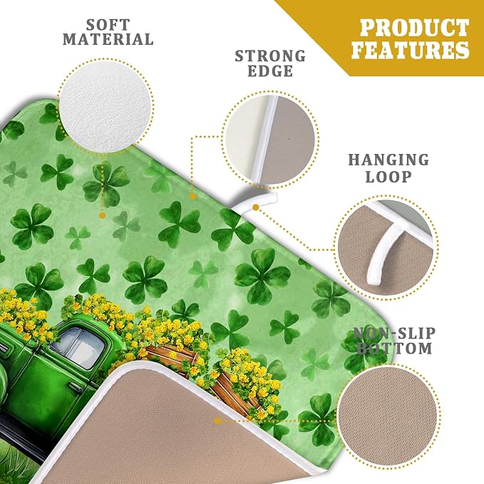 Holiday Truck Drying Dish Mat Green Lovely Clovers Decoration Cloth Dish Drain - Image 4