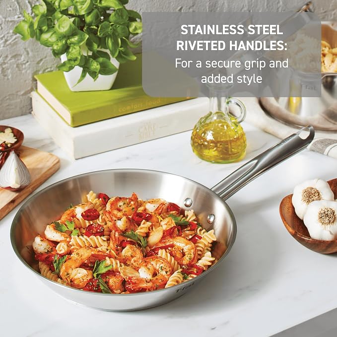T-Fal Gourmet Stainless Steel Fry Pan 12.5 Inch Induction Compatible Skillet Pan - Image 3