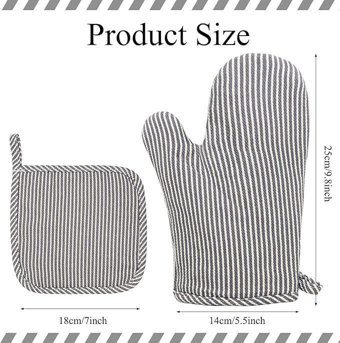 4 Pcs Oven Mitts and Pot Holders Heat Resistant Oven Mitts Sets Non Slip Oven - Image 3