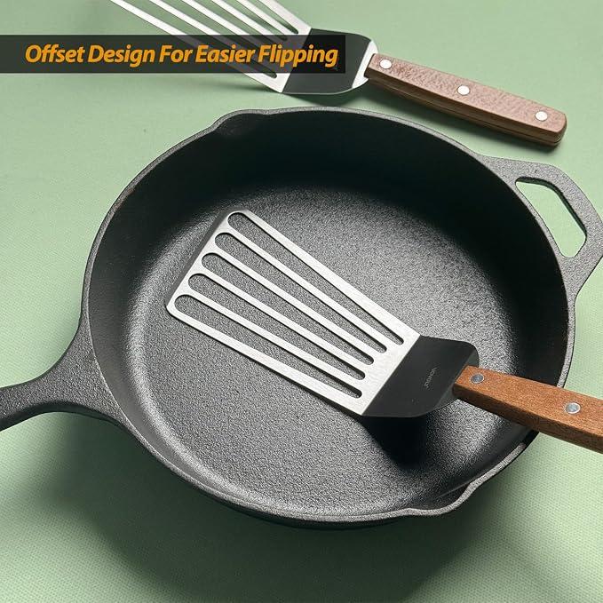 2 Pack Offset Fish Spatula Turner, Stainless Steel Slotted Spatulas - Image 5
