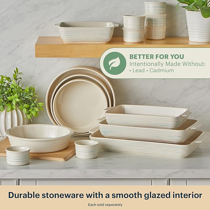 Pyrex 3-Piece Round Ceramic Bakeware Set, Lasagna Oven Pans, - Image 3