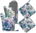 Succulent Botanical Floral Oven Mitts and Pot Holders Sets of 4, Heat Resistant by Unknown