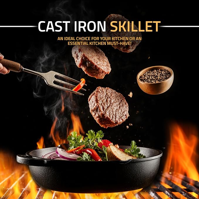 Utopia Kitchen Premium Cast Iron Skillets 12 Inch, Chef's Pan, Pre-Seasoned - Image 7