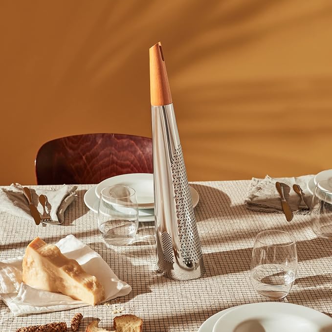 Alessi "Todo" Giant Cheese And Nutmeg Grater in Steel And Wood - Image 6