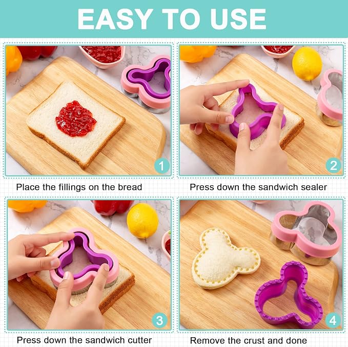 Sandwich Cutter for Kids Lunch 22 Pcs, Nifogo Sandwich Maker, Cookie Cutters - Image 5