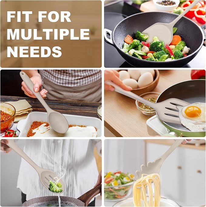 TeamFar Silicone Cooking Utensils Set, 5-Piece Heat Resistant Kitchen Utensils - Image 6