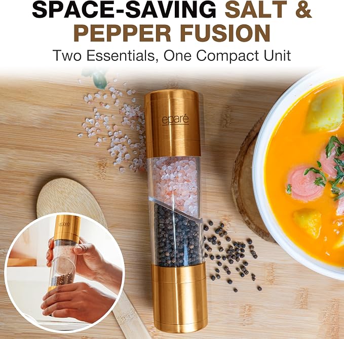 Eparé 2 in 1 Gold Salt and Pepper Grinder Combo - Image 6