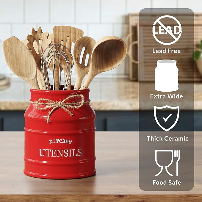 Barnyard Designs Ceramic Farmhouse Utensil Holder - Image 3