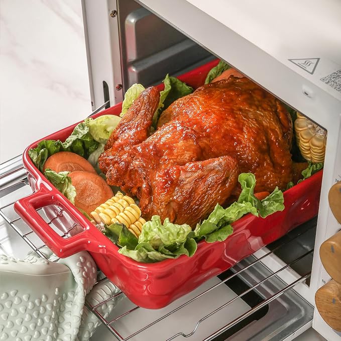 VICRAYS Ceramic Bakeware Set, Porcelain Rectangular Baking Dish, Baking Pan - Image 3