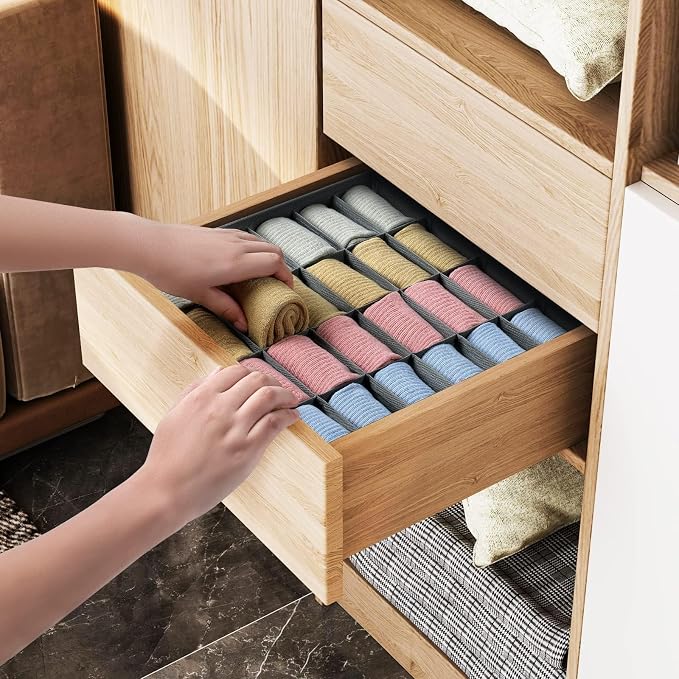 Joyoldelf Sock Drawer Organizer Underwear Organizer, 24 Cell Collapsible Closet - Image 3