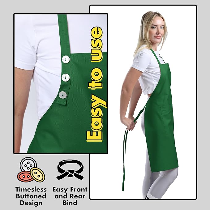 TOSHE Kitchen Apron Waterdrop Resistant Cotton Apron - Image 6