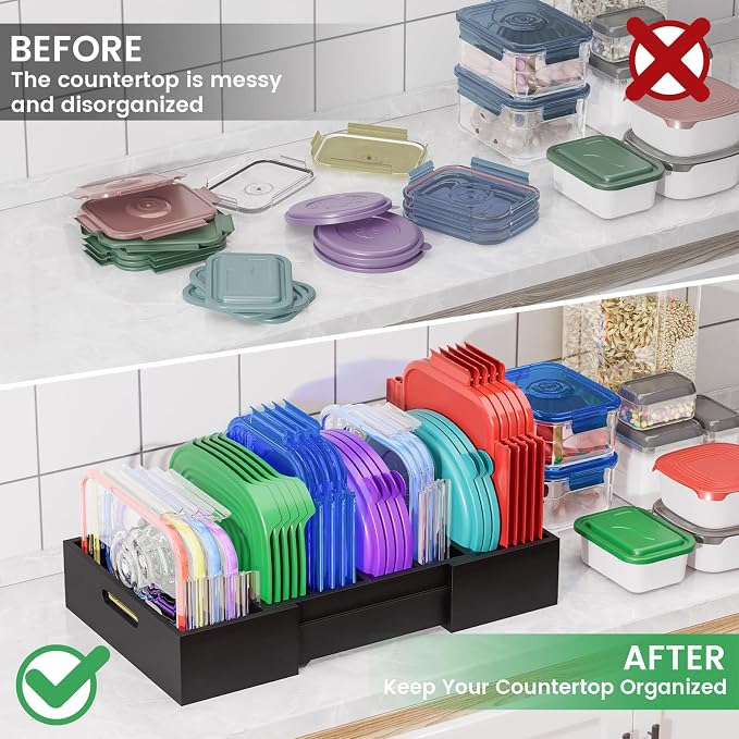 Kiasthome Expandable Bamboo Lid Organizers Inside Cabinet, Kitchen Cabinet - Image 7