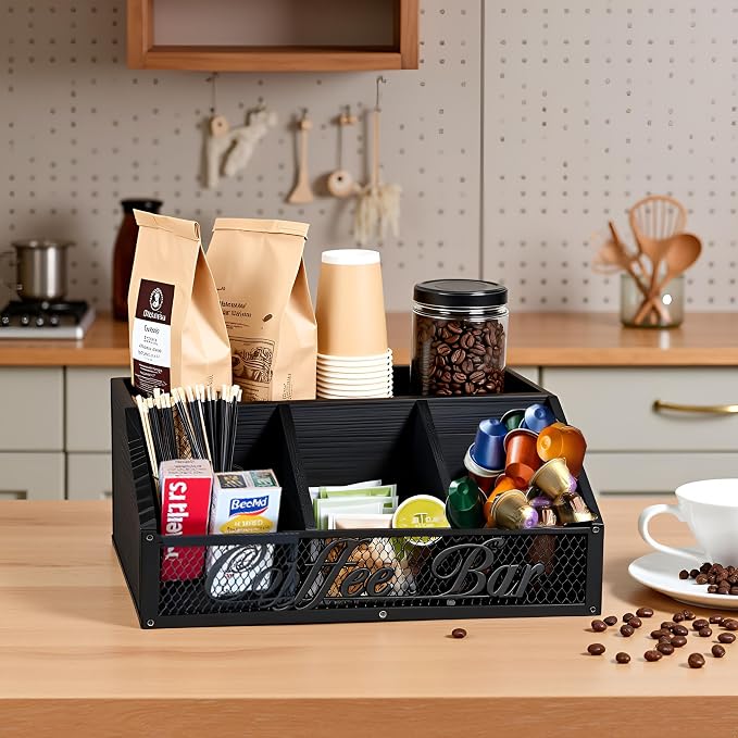 Coffee Station Organizer, Rustic Countertop Coffee Bar Accessories, 4 - Image 6