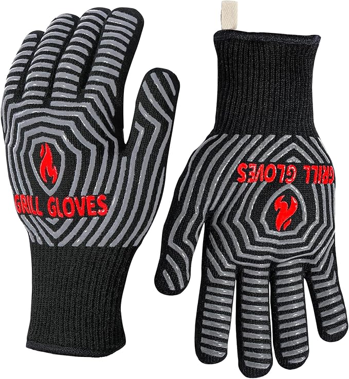 QUWIN BBQ Gloves, Oven Gloves, 1472℉ Extreme Heat Resistant, Grilling Gloves by QUWIN