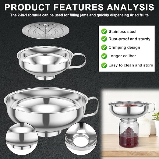 6 Piece Stainless Steel Canning Funnel Set - Image 5