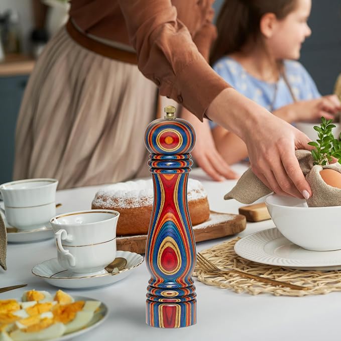 Baltique Montego Bay Pepper Grinder – 8 Inch Colorful Wooden Pepper Mill - Image 4