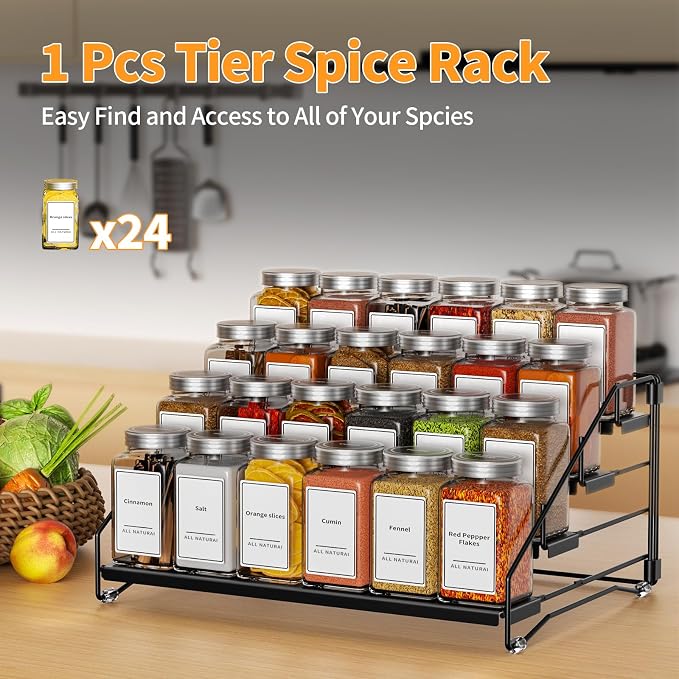 BOIVSHI 4 Tier Spice Rack for Cabinet, Spice Rack Organizer, Depth Adjustable - Image 5