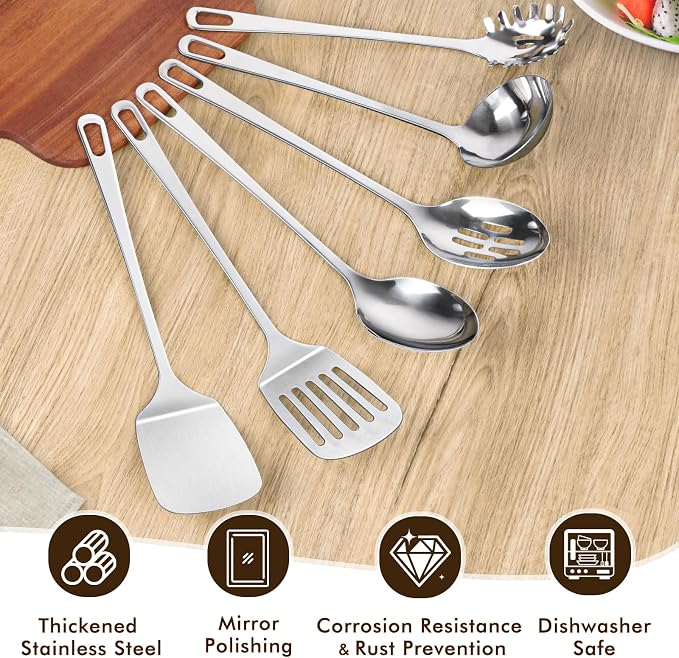 9 Pcs Cooking Utensils Set, Stainless Steel Kitchen Utensils, Heat Resistant - Image 2