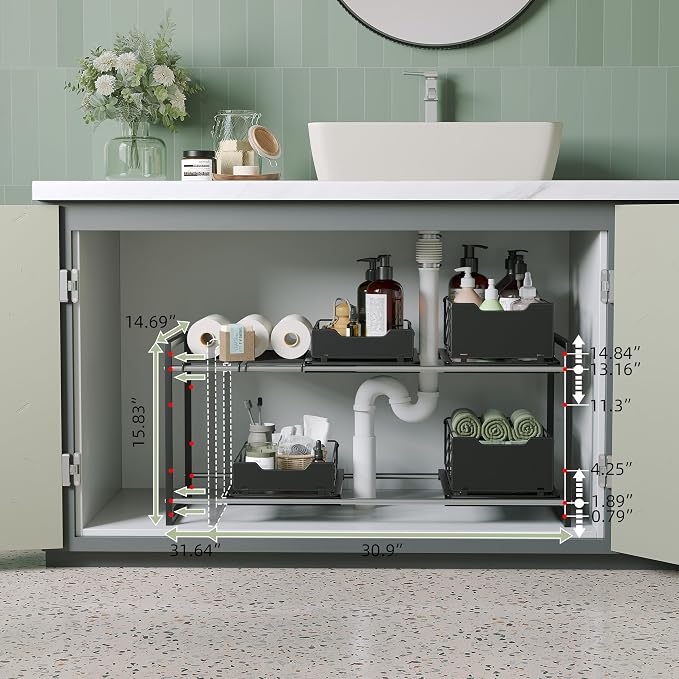 NETEL Adjustable Under Sink Organizers and Storage, Expandable Cabinet Storage - Image 5