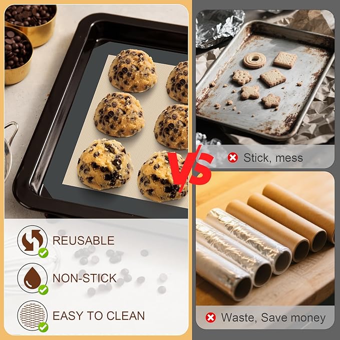 HOTEC Silicone Baking Mats 3 Pack – Thickened Non-Stick Reusable Silicone - Image 7
