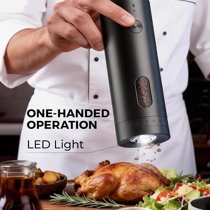 110ml Electric Salt and Pepper Grinder Set, Rechargeable salt and pepper shakers - Image 6