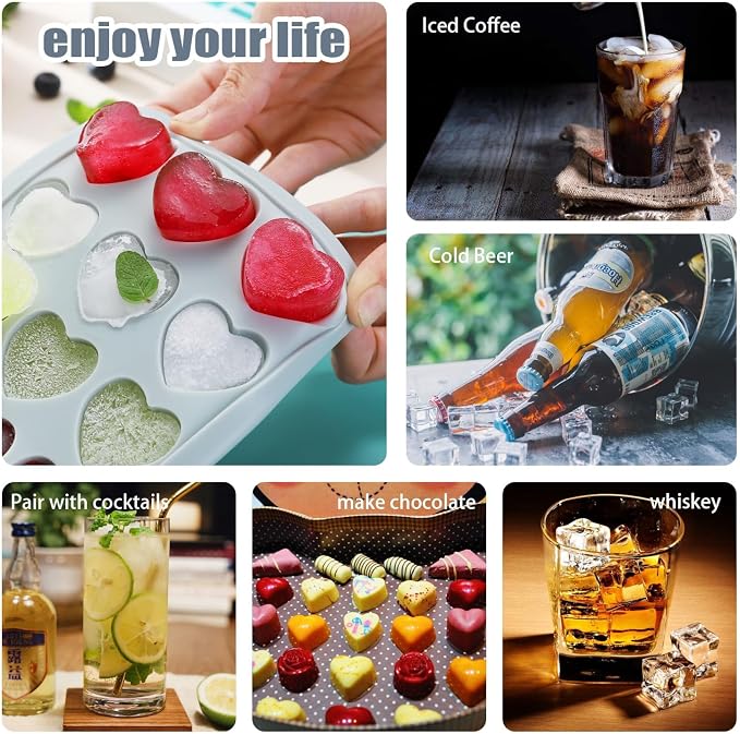 Heart Shape Ice Cube Tray, 21 Holes Silicone Ice Cube Mold - Image 6