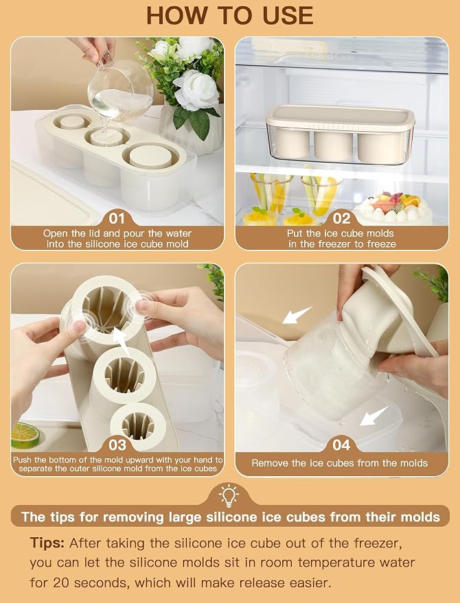 Ice Cube Tray for Tumbler Cup 30Oz-40Oz, Easy Fill and Release Ice Maker for - Image 3