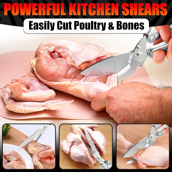 Heavy Duty Poultry Shears – Kitchen Shears Dishwasher Safe, Spring-Loaded - Image 5