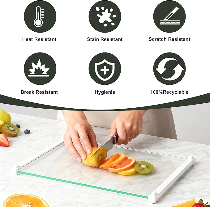 2Pcs Glass Cutting Boards for Kitchen, No Scratches/Microplastic-Free/Non Toxic - Image 6