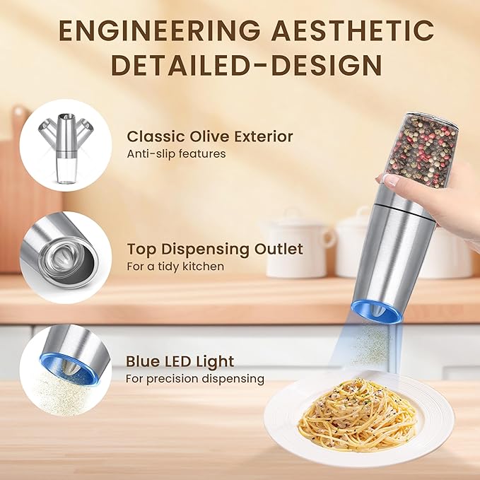 Gravity Electric Salt And Pepper Grinder, Automatic Salt And Pepper Grinder - Image 4