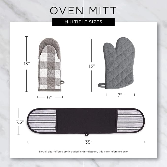 DII 100% Cotton Solid Chambray Kitchen Set, Oven Mitts, 2 Piece - Image 8