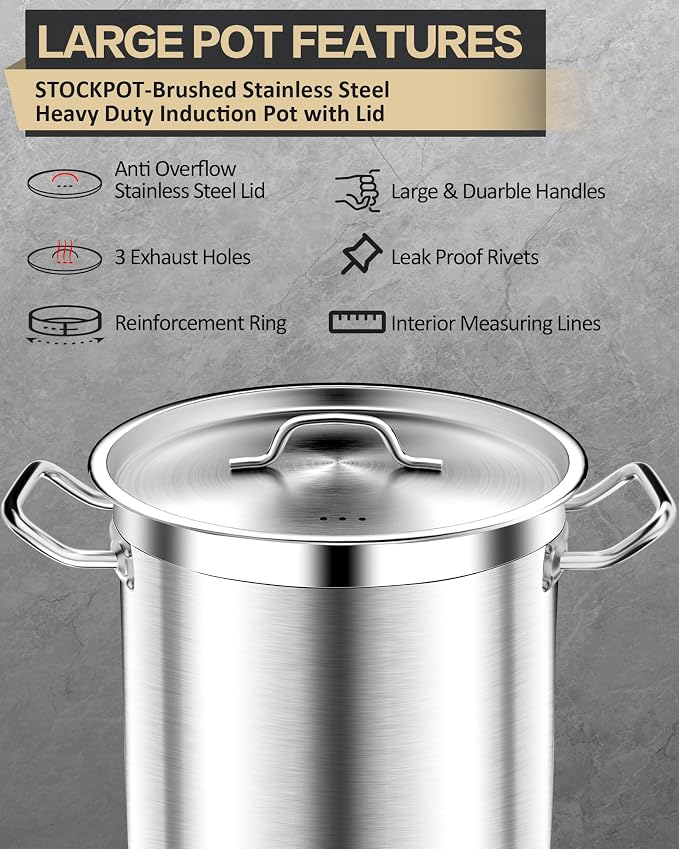 STOCKPOT 50 Quart Stainless Steel Stock Pot - Image 5