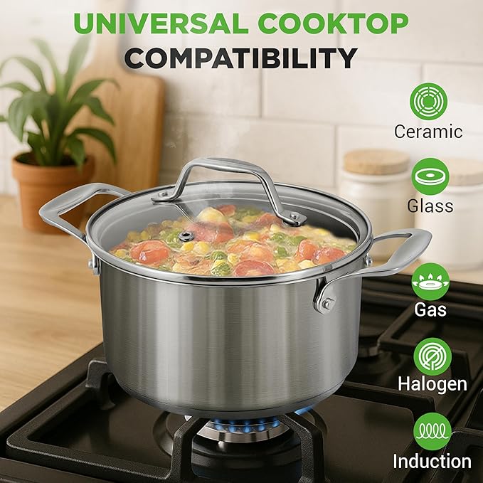 NutriChef 6-Quart Stainless Steel Stockpot – 18/8 Food Grade Heavy-Duty - Image 3