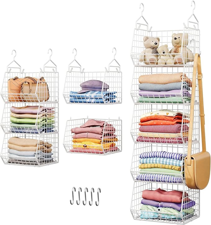 5 Tier Closet Hanging Organizer, Clothes Hanging Shelves by X-cosrack